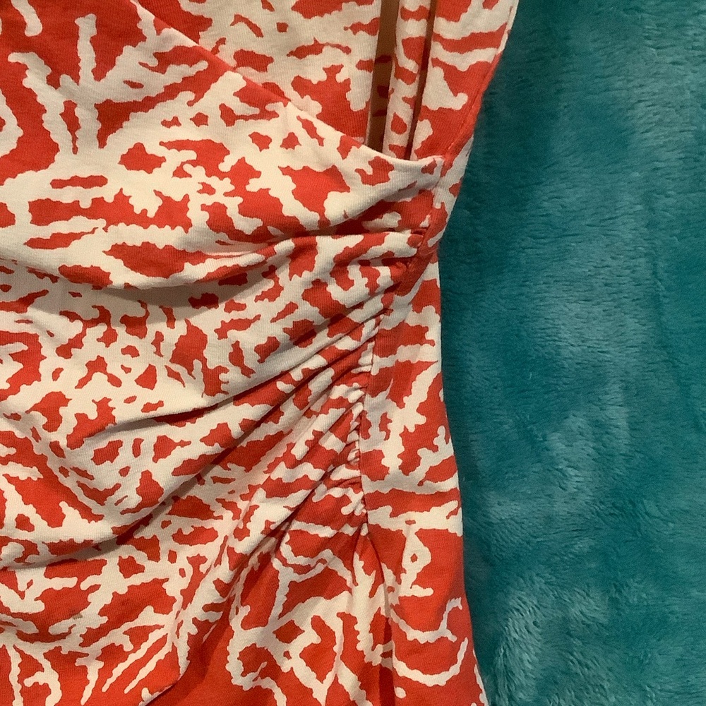 Talbots Coral Summer Women V-Neck crossover front top Size Medium Petite Resale - Picture 6 of 16